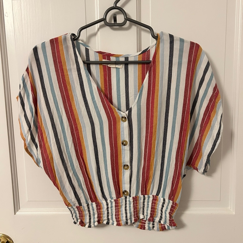Striped Multicolor Button-Up Women's Top
